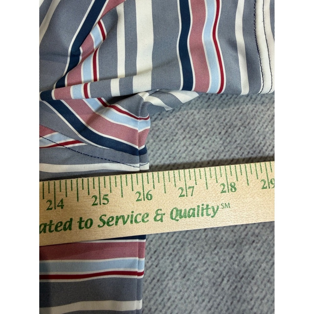 Peter Millar Summer Comfort Mens XL Striped Golf Polo Shirt Blue Red White - Picture 5 of 5